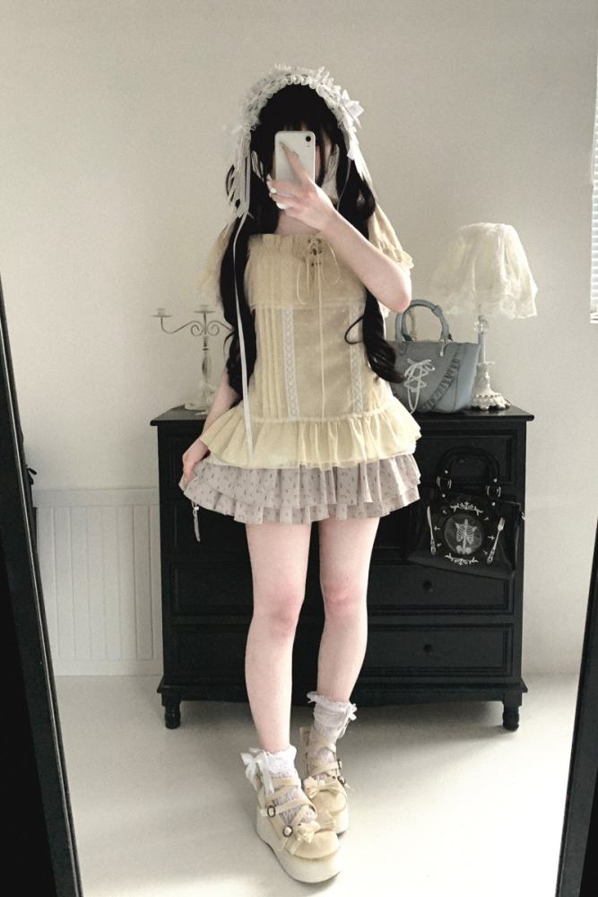 Kitty Bxllet ~Shizuru Shizuka~ Dotted Jirai Kei Blouse 4 Colors