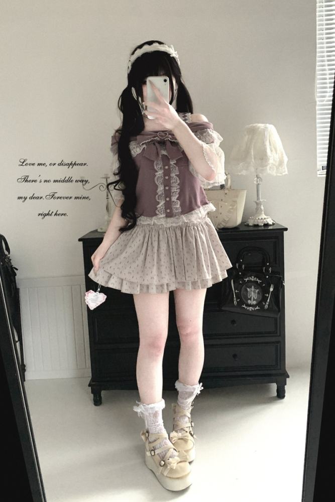 Kitty Bxllet ~Shiratsuki Mina~ Off Shoulder Jirai Kei Top 5 Colors