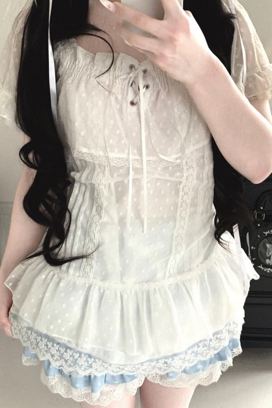 Kitty Bxllet ~Shizuru Shizuka~ Dotted Jirai Kei Blouse 4 Colors