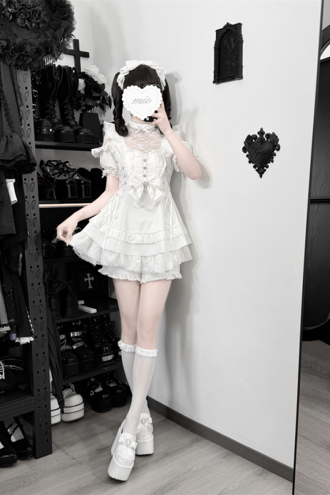 Cherry ~Angelic Tied Heart~ Jirai Kei Dress and Shorts 3 Colors