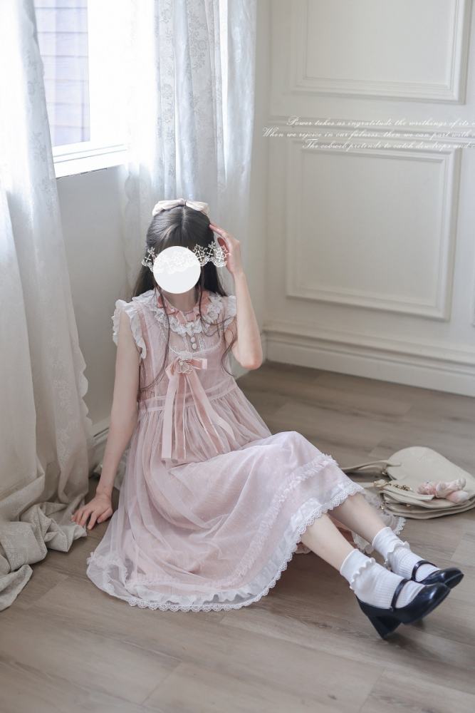 Polka Dot Doll Retro Girly Pink Grey Dress