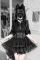 Black Blouse + Black Striped Skirt + Tie