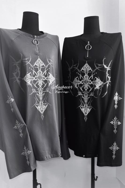 AO Space Cross Prints Jirai Kei Long Sleeve T-shirt