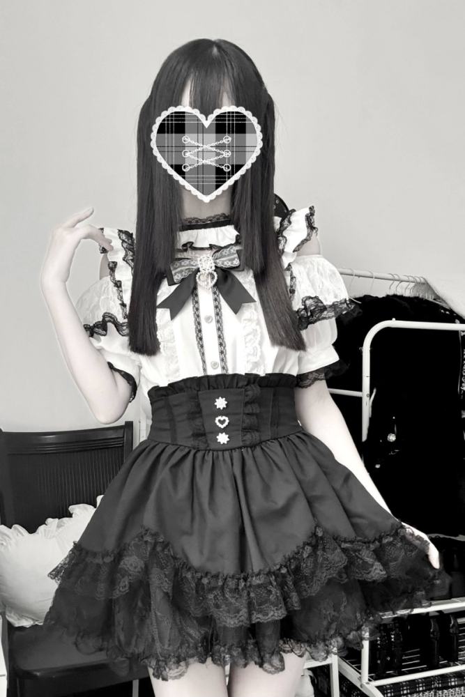 Virtual Paradise Japanese Lacework Jirai Kei Blouse and Skirt