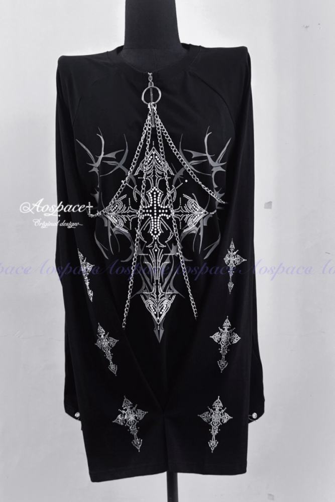 AO Space Cross Prints Jirai Kei Long Sleeve T-shirt