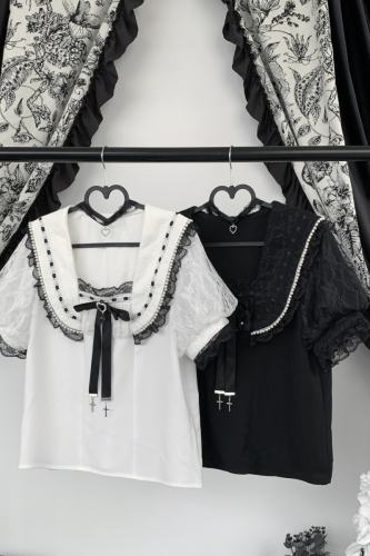 Virtual Paradise Lacework Sailor Collar Jirai Kei Blouse