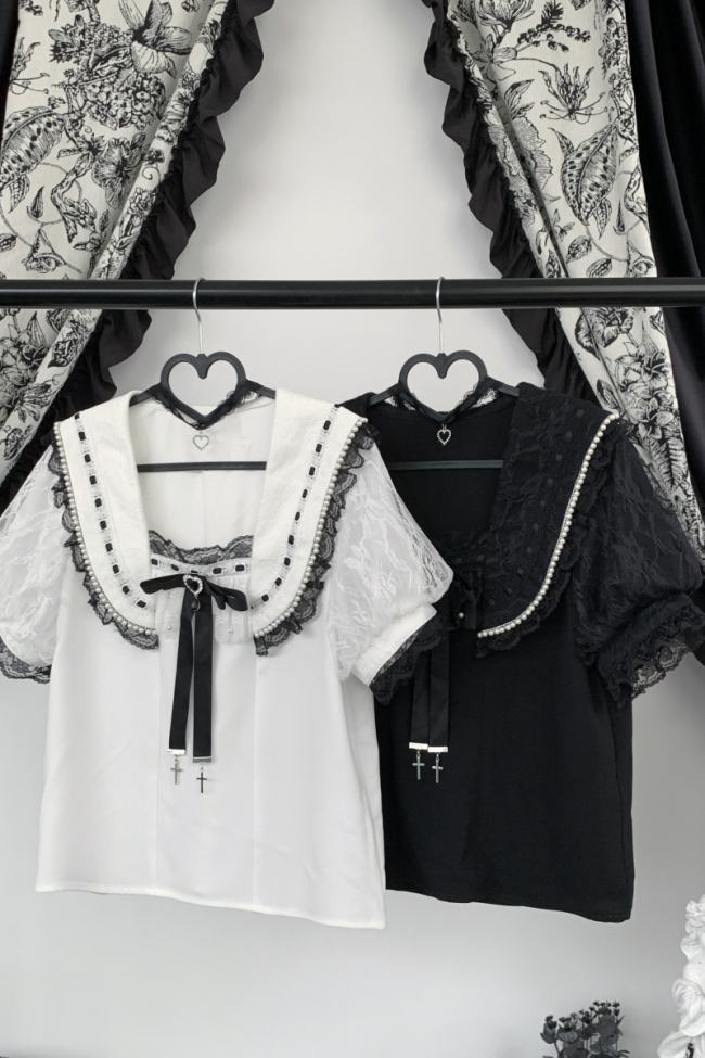 Virtual Paradise Lacework Sailor Collar Jirai Kei Blouse
