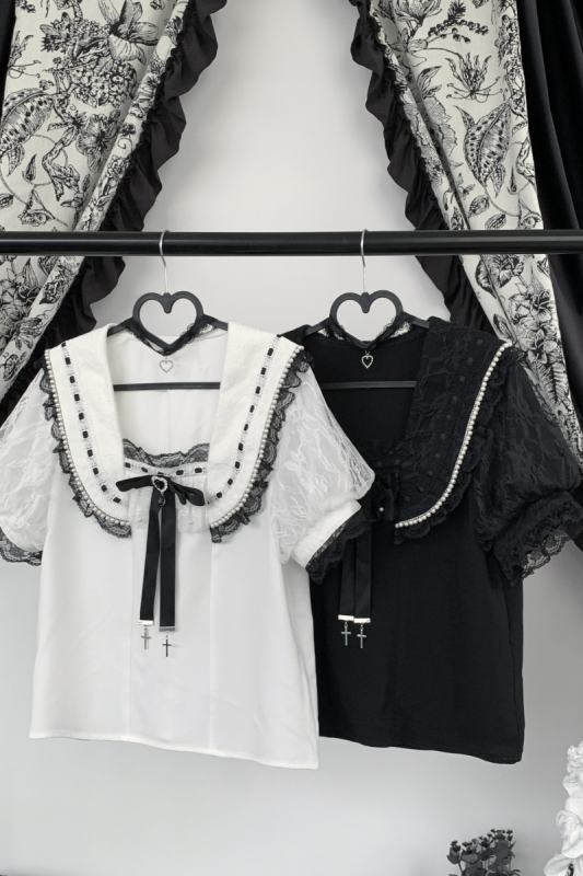 Virtual Paradise Lacework Sailor Collar Jirai Kei Blouse
