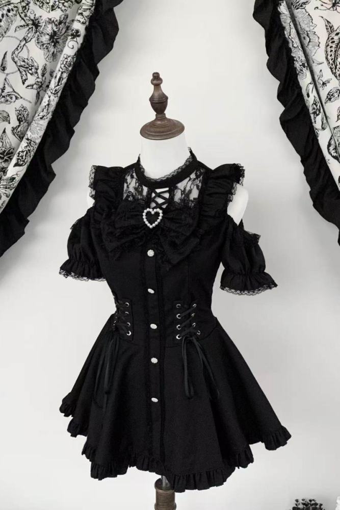 Virtual Paradise ~Candle Elegy~ Jirai Kei Kuro Stripes Set