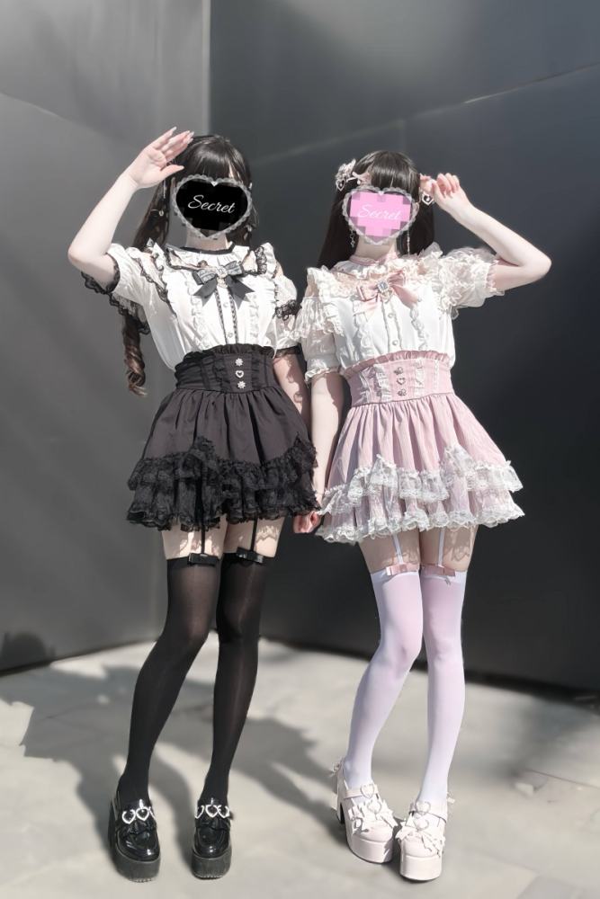 Virtual Paradise Japanese Lacework Jirai Kei Blouse and Skirt