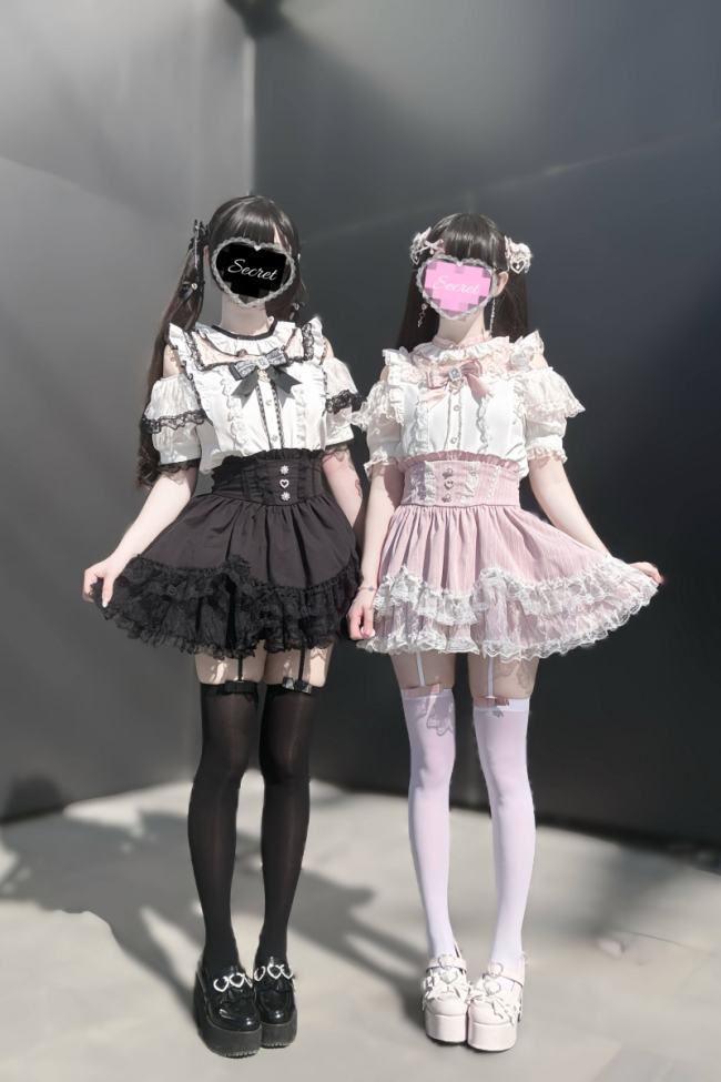 Virtual Paradise Japanese Lacework Jirai Kei Blouse and Skirt