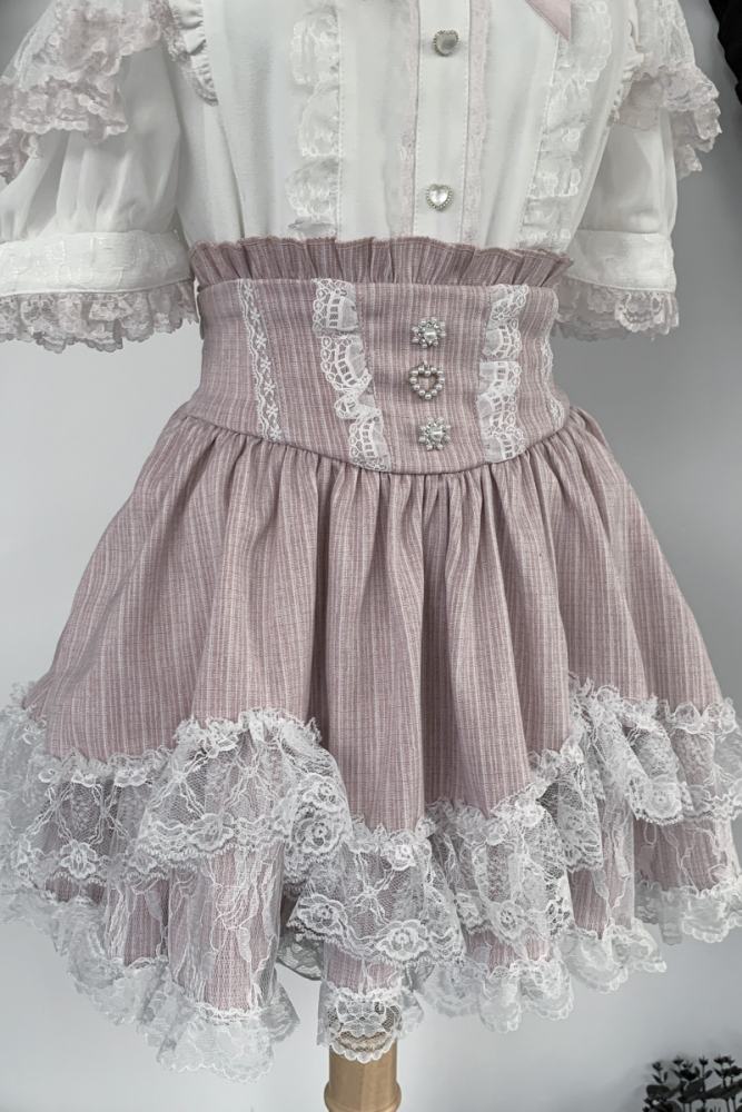 Virtual Paradise Japanese Lacework Jirai Kei Blouse and Skirt