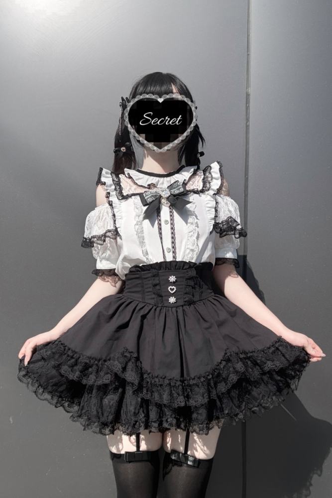 Virtual Paradise Japanese Lacework Jirai Kei Blouse and Skirt