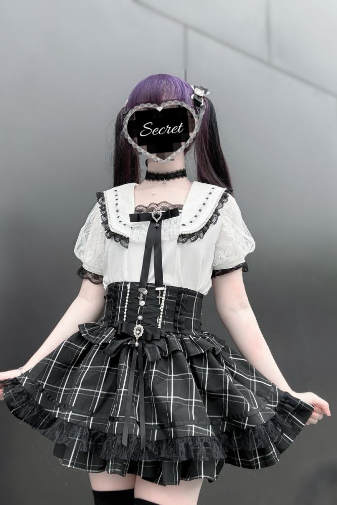 Virtual Paradise Lacework Sailor Collar Jirai Kei Blouse