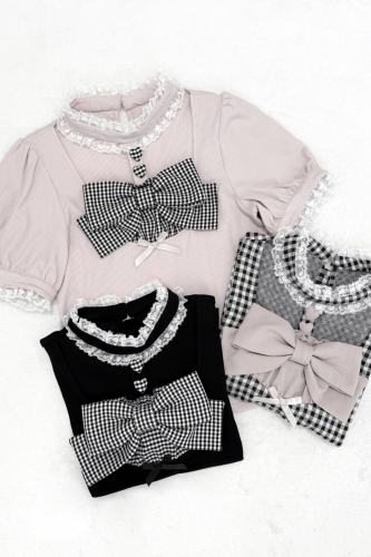 Nekura Lace Bow High Neck Jirai Kei Top 3 Colors