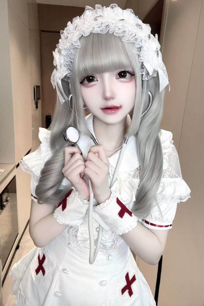 Lost Heart Nurse Pink White Jirai Kei Blouse and Skirt