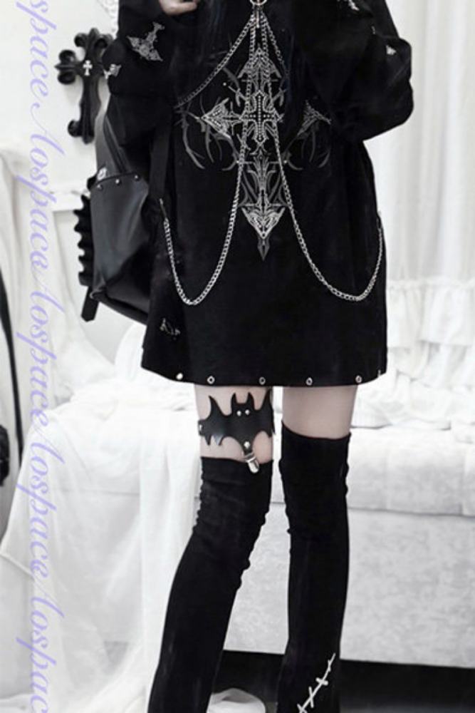 AO Space Cross Prints Jirai Kei Long Sleeve T-shirt