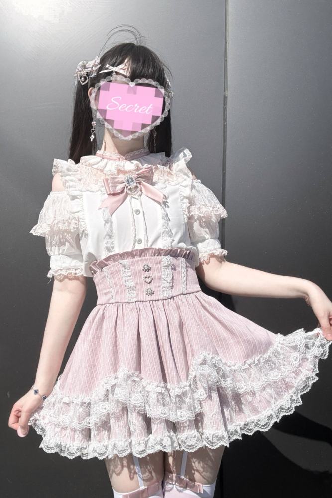 Virtual Paradise Japanese Lacework Jirai Kei Blouse and Skirt