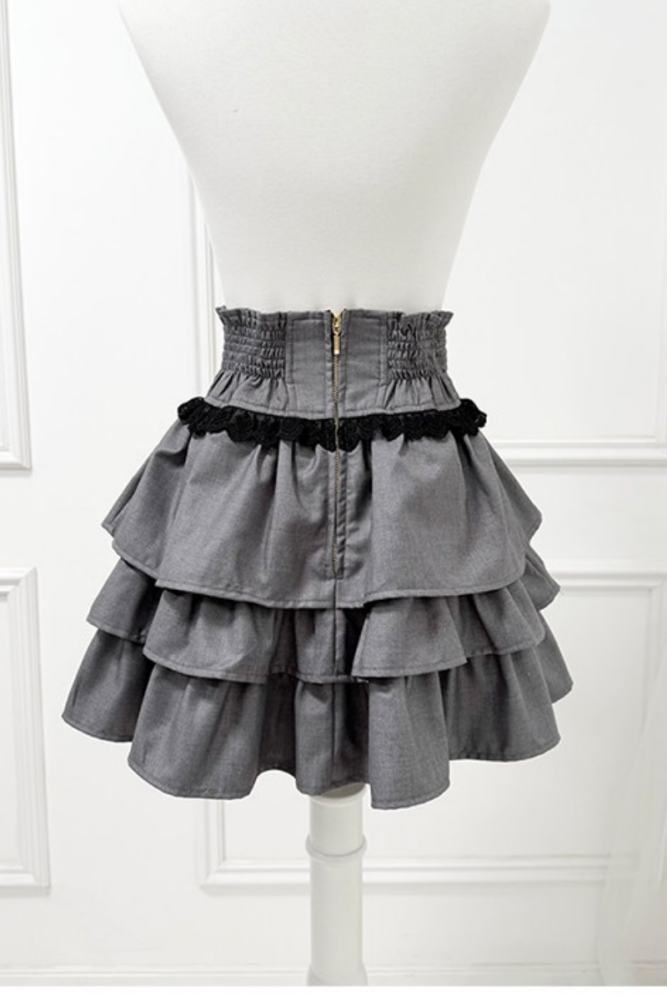 Nekura High Waist Jirai Kei Black Grey Skirt
