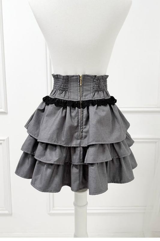 Nekura High Waist Jirai Kei Black Grey Skirt