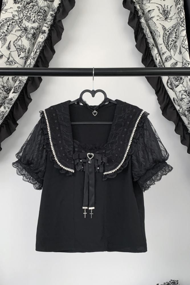 Virtual Paradise Lacework Sailor Collar Jirai Kei Blouse