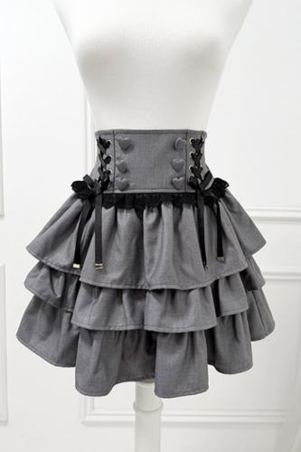Nekura High Waist Jirai Kei Black Grey Skirt