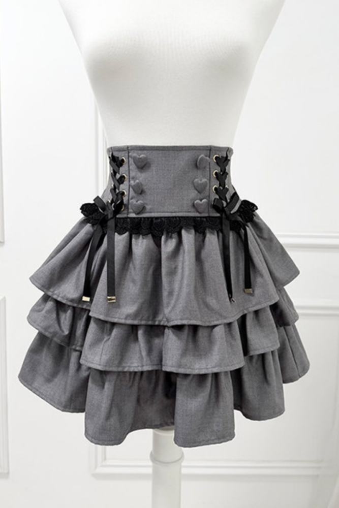 Nekura High Waist Jirai Kei Black Grey Skirt