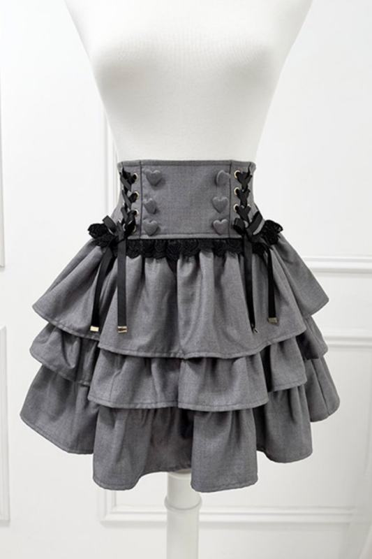 Nekura High Waist Jirai Kei Black Grey Skirt