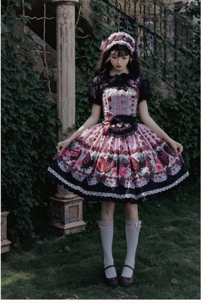 Whispering Isle ~Rotten Berry Fairy Tale~ Gothic Lolita Cotton OP JSK and Blouse