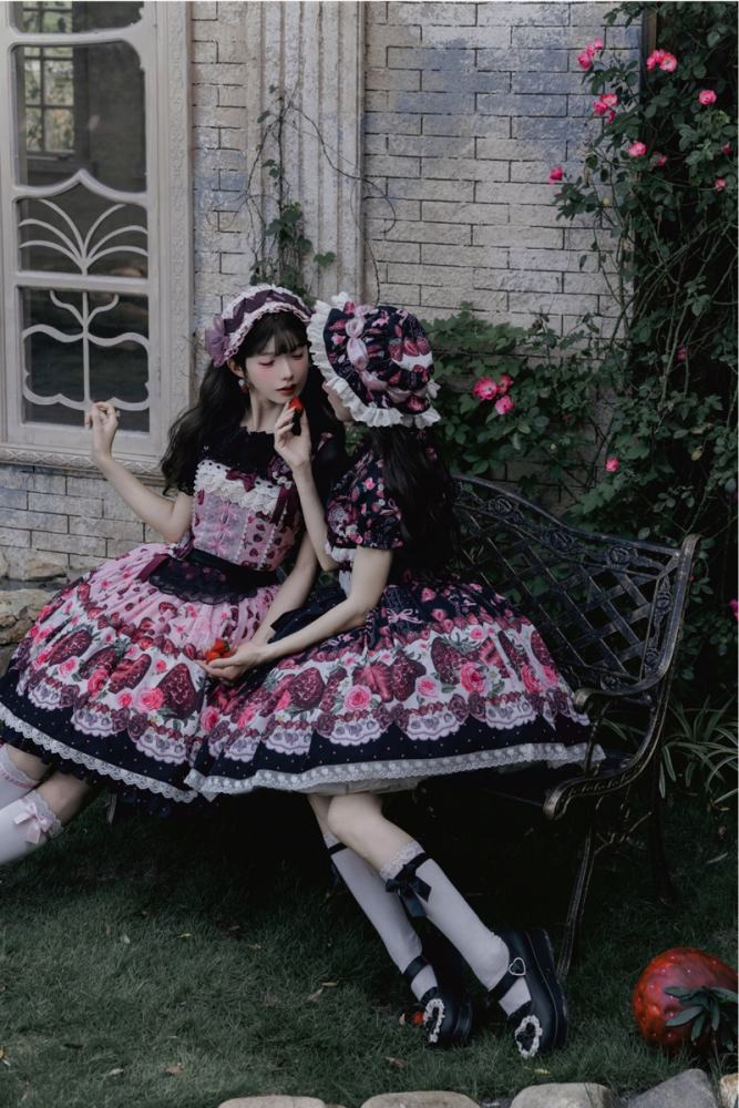 Whispering Isle ~Rotten Berry Fairy Tale~ Gothic Lolita Cotton OP JSK and Blouse