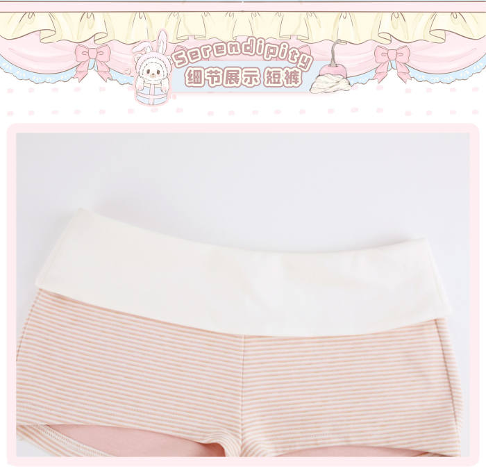 Serendipity ~Strawberry Milk~ Retro Girly Pink Coat Top and Shorts