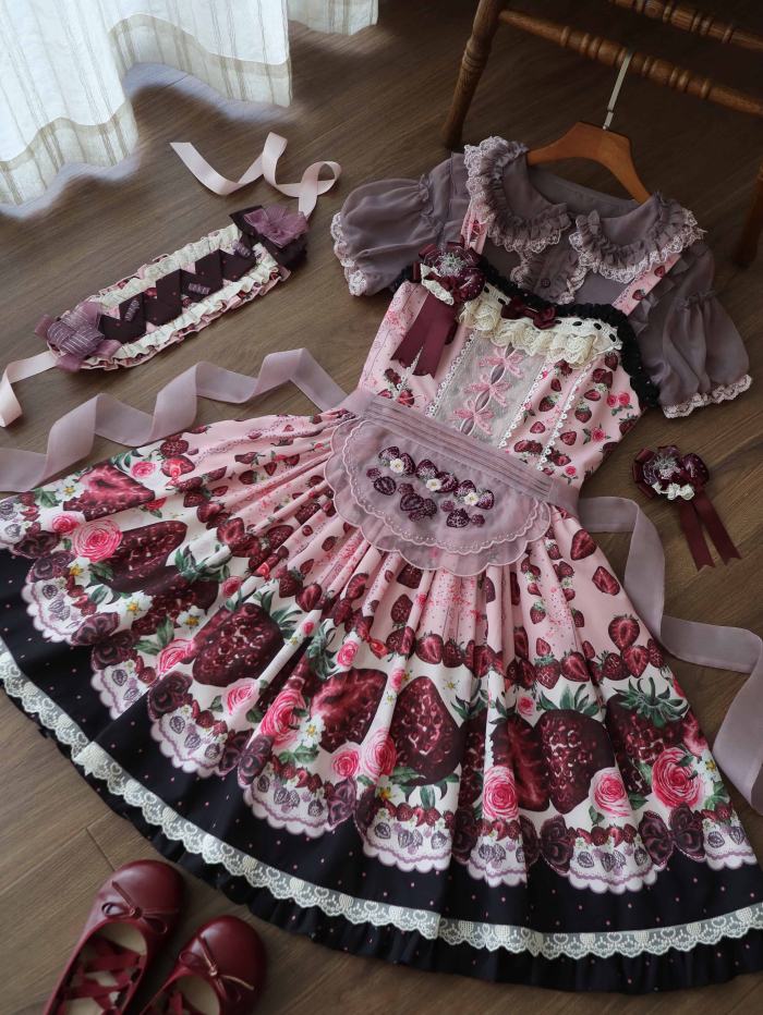 Whispering Isle ~Rotten Berry Fairy Tale~ Gothic Lolita Cotton OP JSK and Blouse