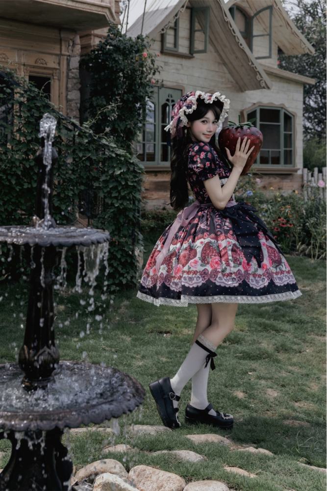 Whispering Isle ~Rotten Berry Fairy Tale~ Gothic Lolita Cotton OP JSK and Blouse