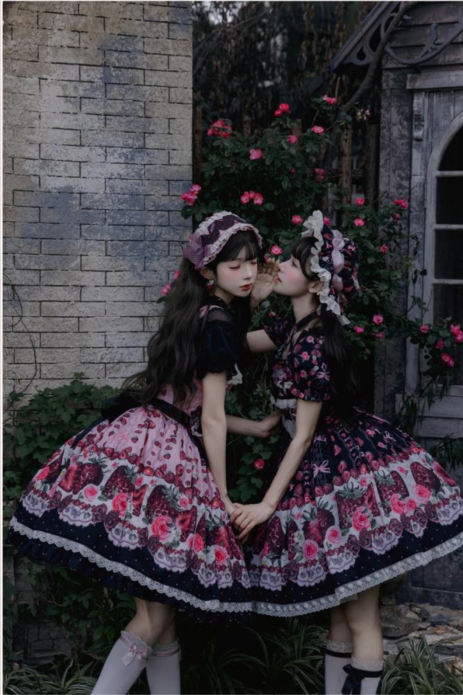 Whispering Isle ~Rotten Berry Fairy Tale~ Gothic Lolita Cotton OP JSK and Blouse