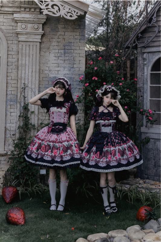 Whispering Isle ~Rotten Berry Fairy Tale~ Gothic Lolita Cotton OP JSK and Blouse