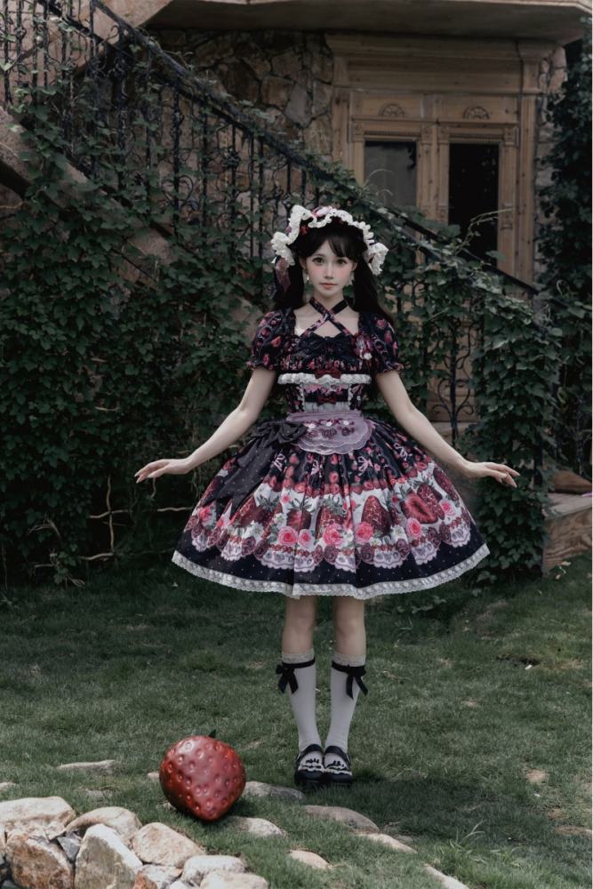Whispering Isle ~Rotten Berry Fairy Tale~ Gothic Lolita Cotton OP JSK and Blouse