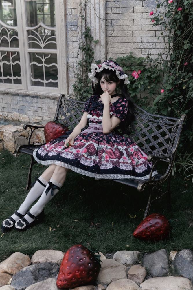 Whispering Isle ~Rotten Berry Fairy Tale~ Gothic Lolita Cotton OP JSK and Blouse