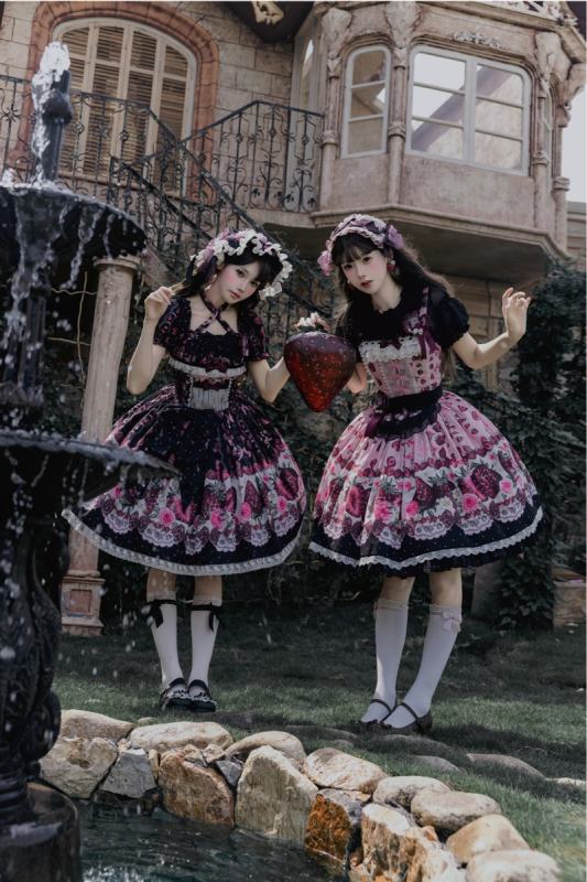 Whispering Isle ~Rotten Berry Fairy Tale~ Gothic Lolita Cotton OP JSK and Blouse