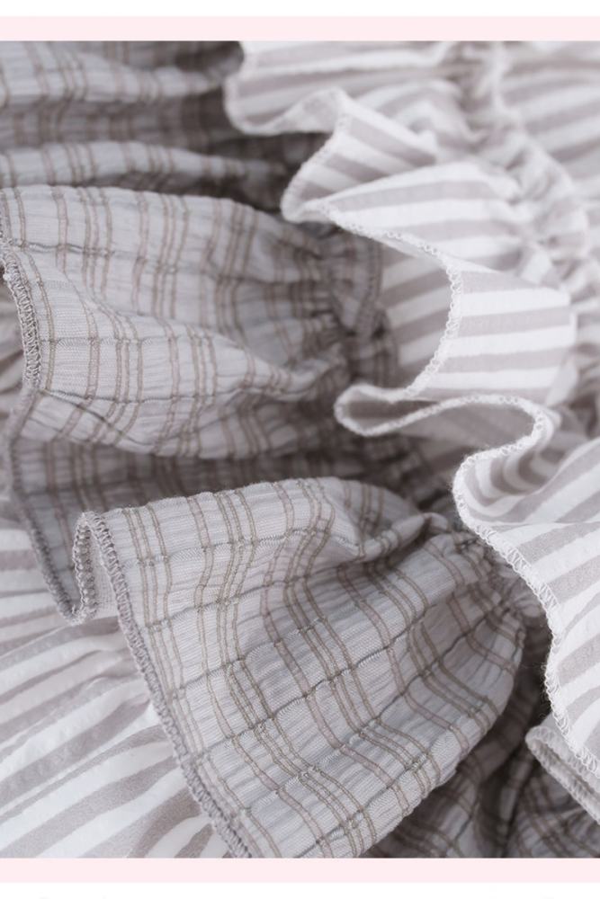 Serendipity ~Grey Kitty~ Retro Girly Stripes Blouse and Skirt