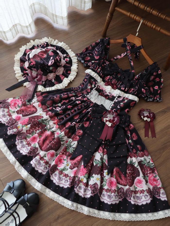Whispering Isle ~Rotten Berry Fairy Tale~ Gothic Lolita Cotton OP JSK and Blouse
