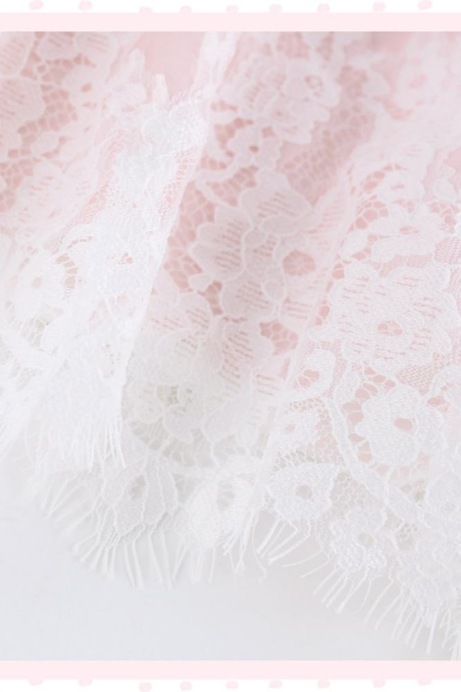 Serendipity Lacework Square Collar Retro Girly Pink Dress