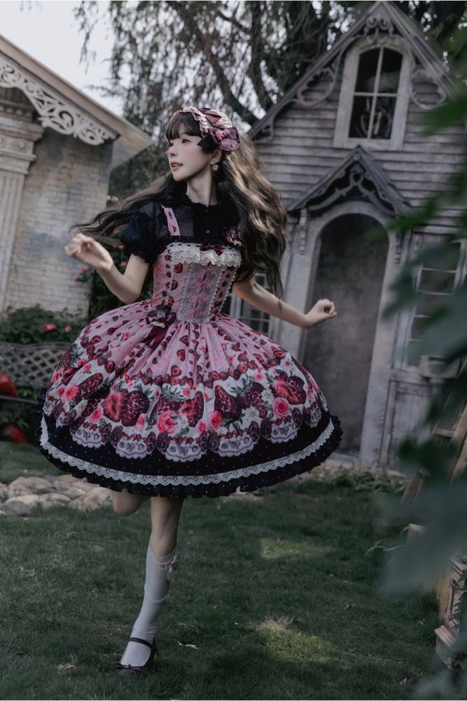 Whispering Isle ~Rotten Berry Fairy Tale~ Gothic Lolita Cotton OP JSK and Blouse