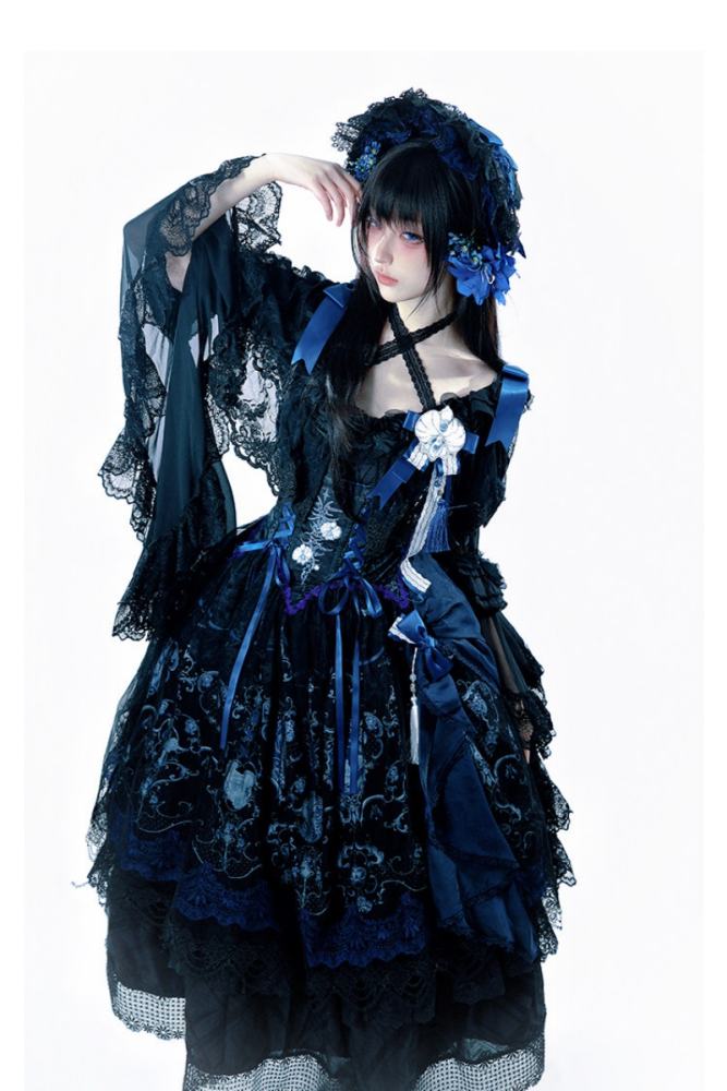 Tantuan ~Linglong Porcelain~ Print Gothic Lolita Corset JSK and Blouse