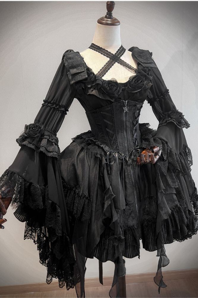Tantuan ~Linglong Porcelain~ Print Gothic Lolita Corset JSK and Blouse