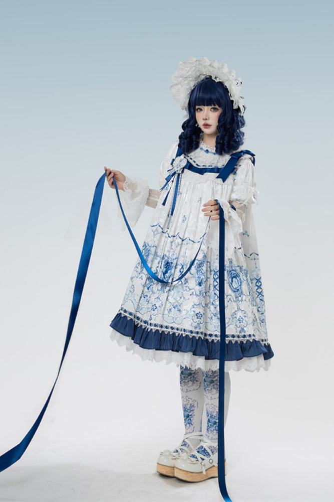 Tantuan ~Linglong Porcelain~ Retro Doll Print Lolita OP