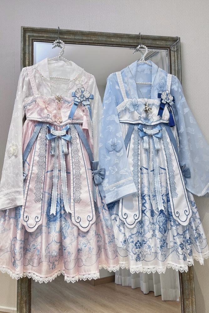 Tantuan ~Linglong Porcelain~ Hanfu Style Empire Waist JSK and Cardigan