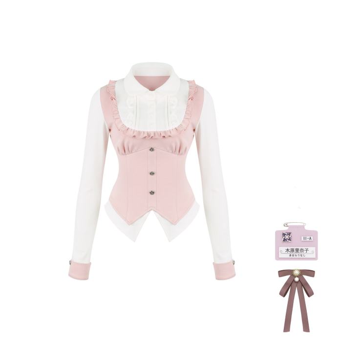 Serendipity ~Sakura Academy~ Retro Girly Blouse and Plaid Skirt