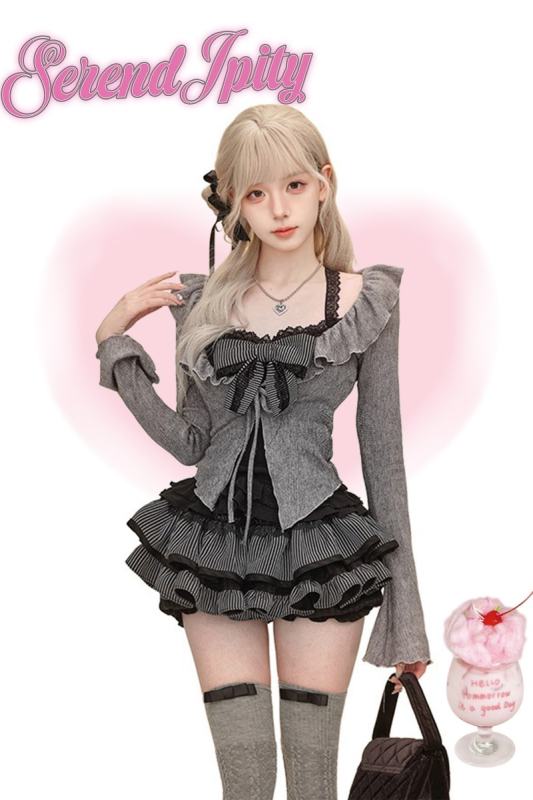 Serendipity ~Twilight Ballad~ Retro Girly Top Cardigan and Skirt