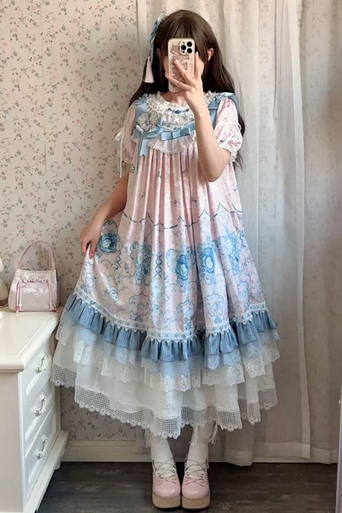 Tantuan ~Linglong Porcelain~ Retro Doll Print Lolita OP