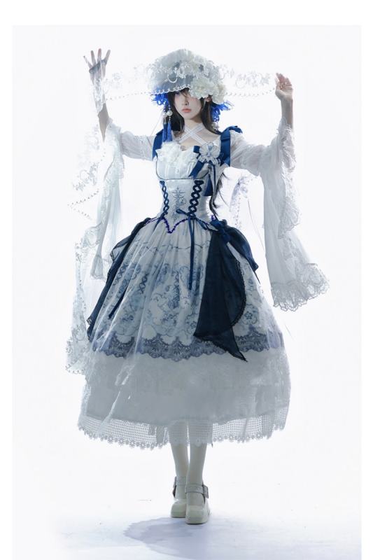 Tantuan ~Linglong Porcelain~ Print Gothic Lolita Corset JSK and Blouse